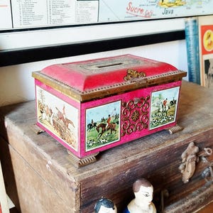 Vintage Authentic German Tin Box "Hunting scene"  | Chocolate Candy box | Jewelry box | Metal storage box  | Collection gift | Birthday gift