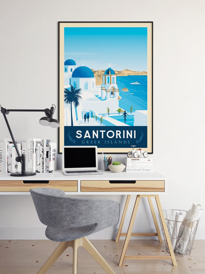 Santorini, Greece Art Print, Santorini Wall Art, Travel Print, Travel Poster, Europe Print, Wall Decor, Housewarming Gift, Anniversary Gift image 3