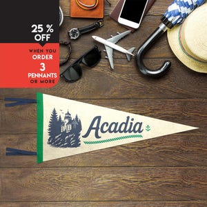 Acadia National Park Felt Pennant Flag | Adventure Camp Pennant | Flag Banner | Vintage Retro | Wall hanging banner Decor | Travel Gift