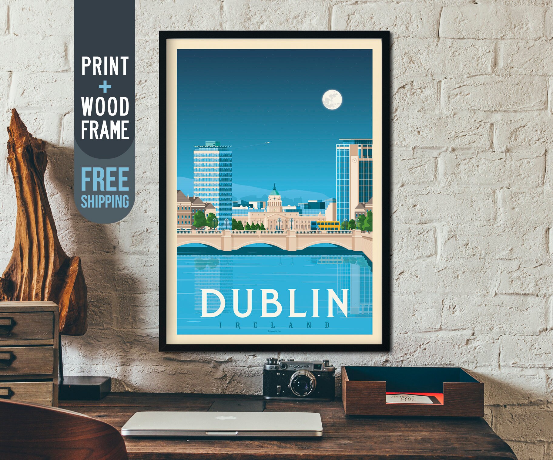 Dublin Ireland Framed Print Vintage Travel Poster Dublin Ireland Framed Print Vintage Travel Poster Wall Art Home Decoration Gift Idea