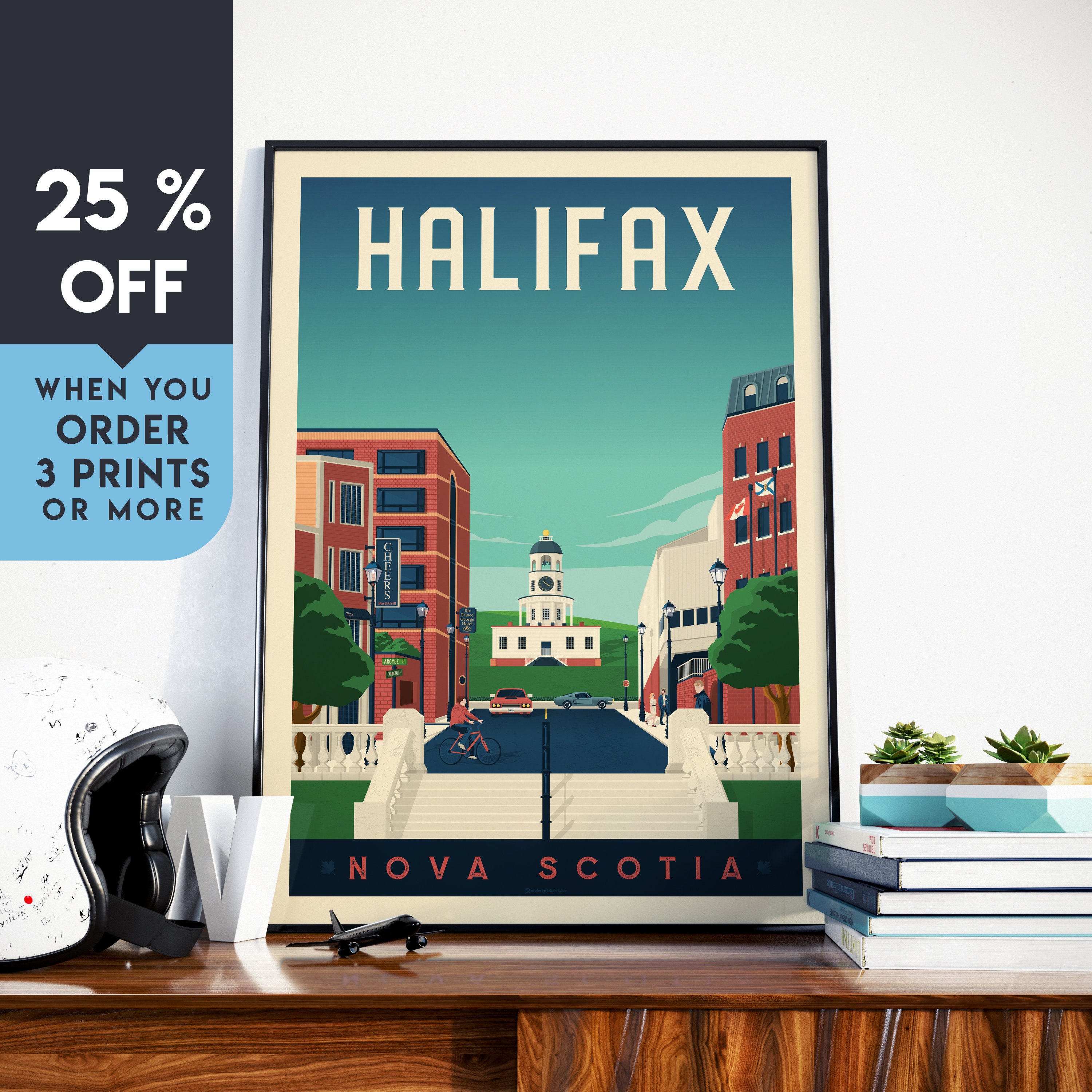 Halifax Canada Vintage Travel Poster Wall Art Print Minimalist