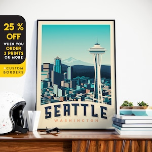 Seattle Print, Space Needle Print, City Skyline, Canada Print, Travel Gift, Travel Poster, USA Print, Housewarming, Birthday Gift