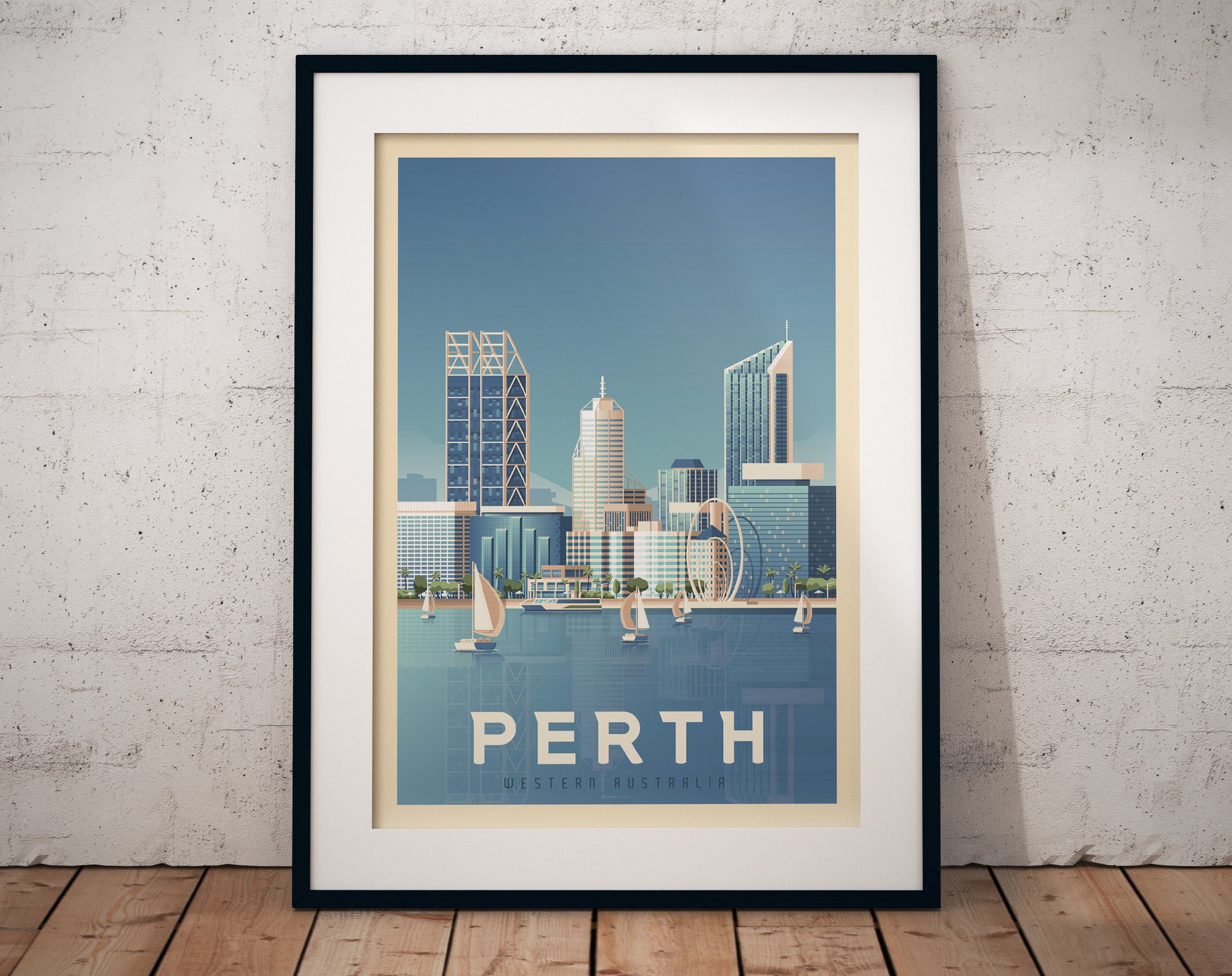 Perth Print Perth Australia Vintage Travel Poster Tropical Etsy