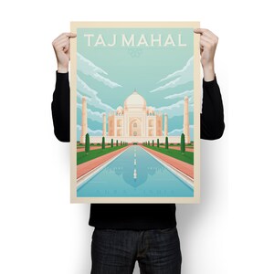 Taj Mahal Art Print, India Art Print, City Skyline, Travel Print, Travel Poster, India Decor, Housewarming Gift,Anniversary Gift image 5