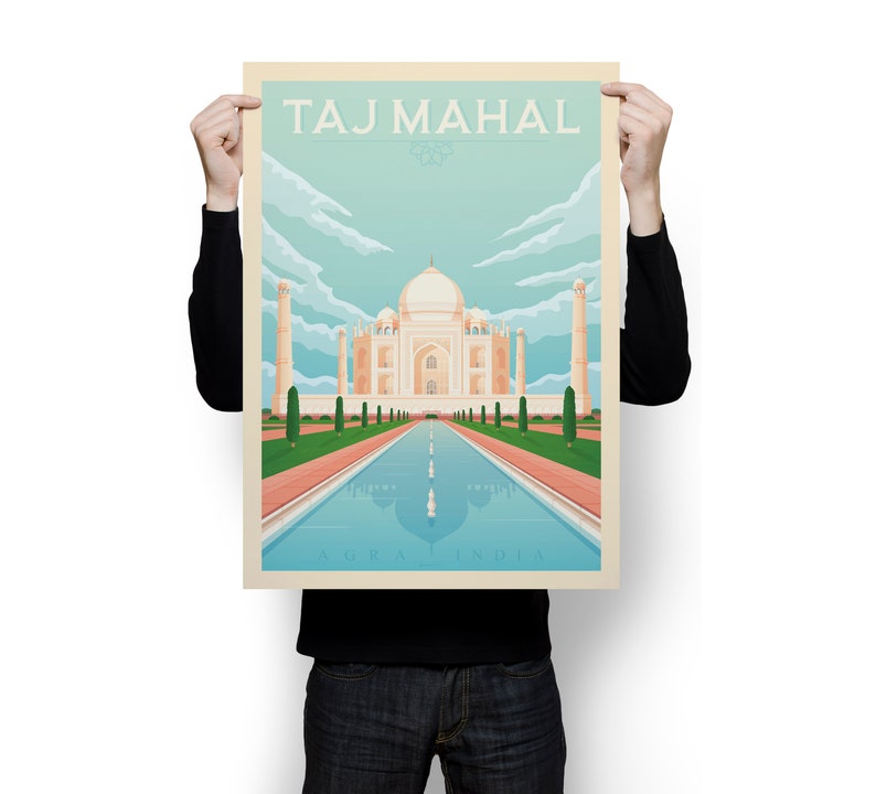 Taj Mahal Art Print, India Art Print, City Skyline, Travel Print, Travel Poster, India Decor, Housewarming Gift,Anniversary Gift image 5