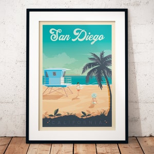San Diego Print, Califorina Print, Surf Print, United States Print, Travel Gift, Travel Poster, USA Print, Housewarming, Birthday Gift image 6