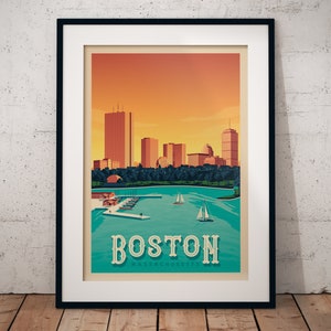 Boston Print, Massachusetts Print, City Skyline, United States Print, Travel Gift, Travel Poster, USA Print, Housewarming, Birthday Gift image 6