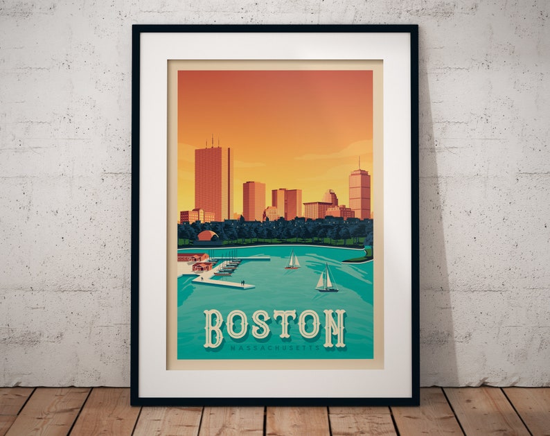 Boston Print, Massachusetts Print, City Skyline, United States Print, Travel Gift, Travel Poster, USA Print, Housewarming, Birthday Gift image 6