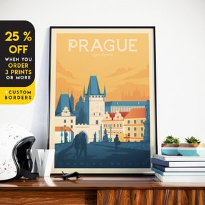 Prague Print, Charles Bridges, City Skyline, Europe Travel Gift, Wall Decor, Travel Poster, Housewarming, Birthday Gift