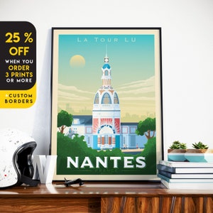 Nantes Print, France Print, Tour Lu, City Skyline Print, Europe Travel Gift, Wall Decor, Travel Poster, Housewarming, Birthday Gift
