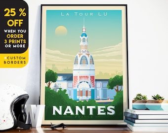 Nantes Print, France Print, Tour Lu Art, City Skyline Print, Europe Travel Gift, Wall Decor, Travel Poster, Housewarming, Birthday Gift