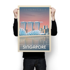 Singapore Travel Print, Travel Gift, Marina Bay Sands, Asia Wall Art, Architecture Illustration, Home Decor, Tropical, Nursery Wall Art image 5