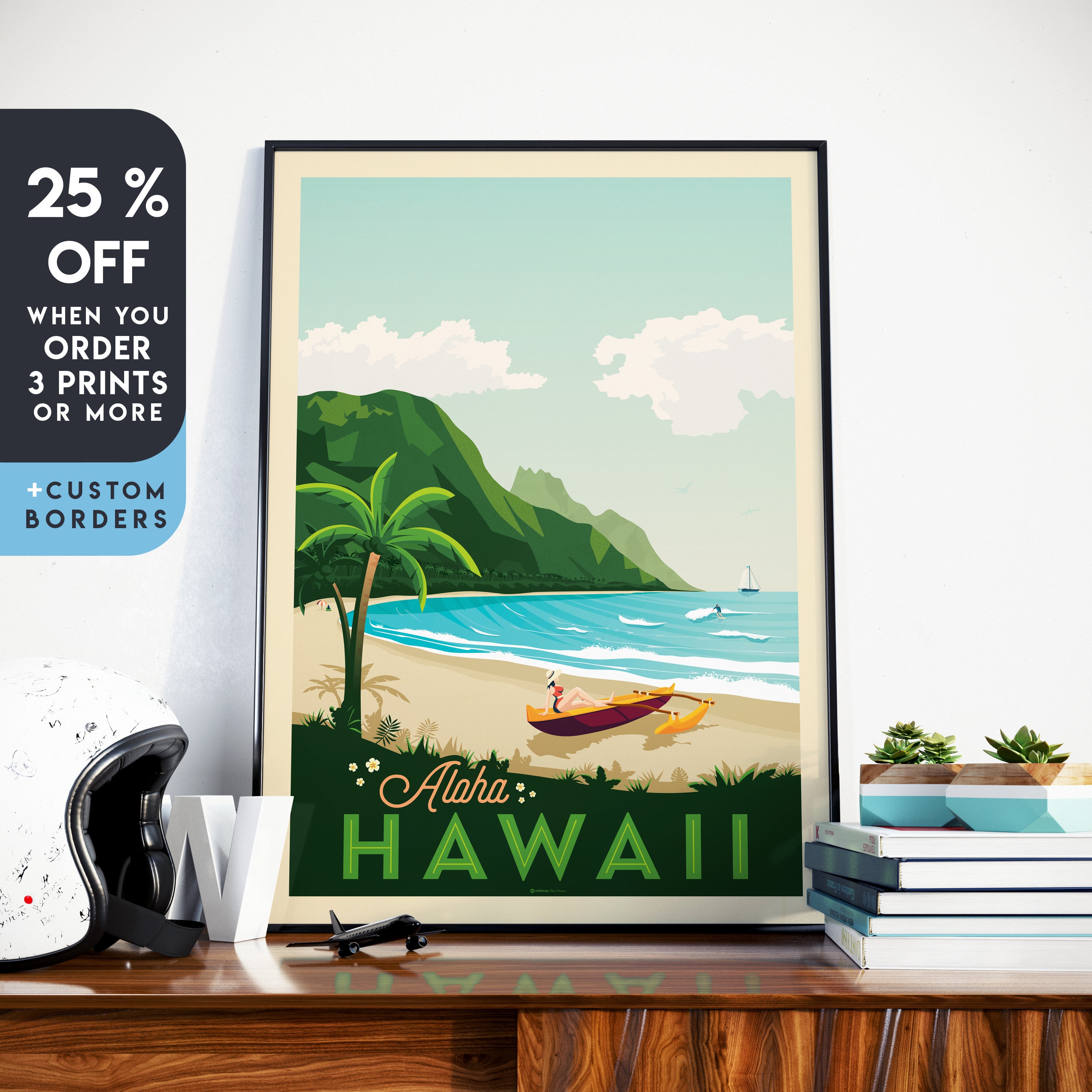 Hawaii Surf Print Travel Poster Ocean Print Surfing Wall decor Surf