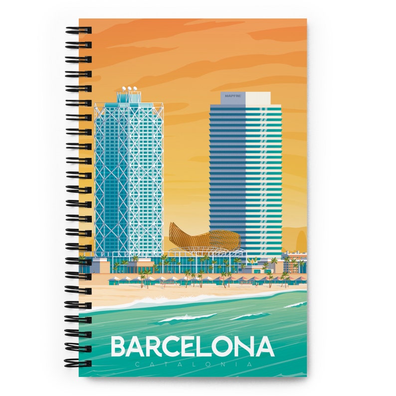 Barcelona Spain Travel Journal Notebook, Spiral Notebook, Travelers notebook, bullet journal, notepad, stationary, Housewarming Gift