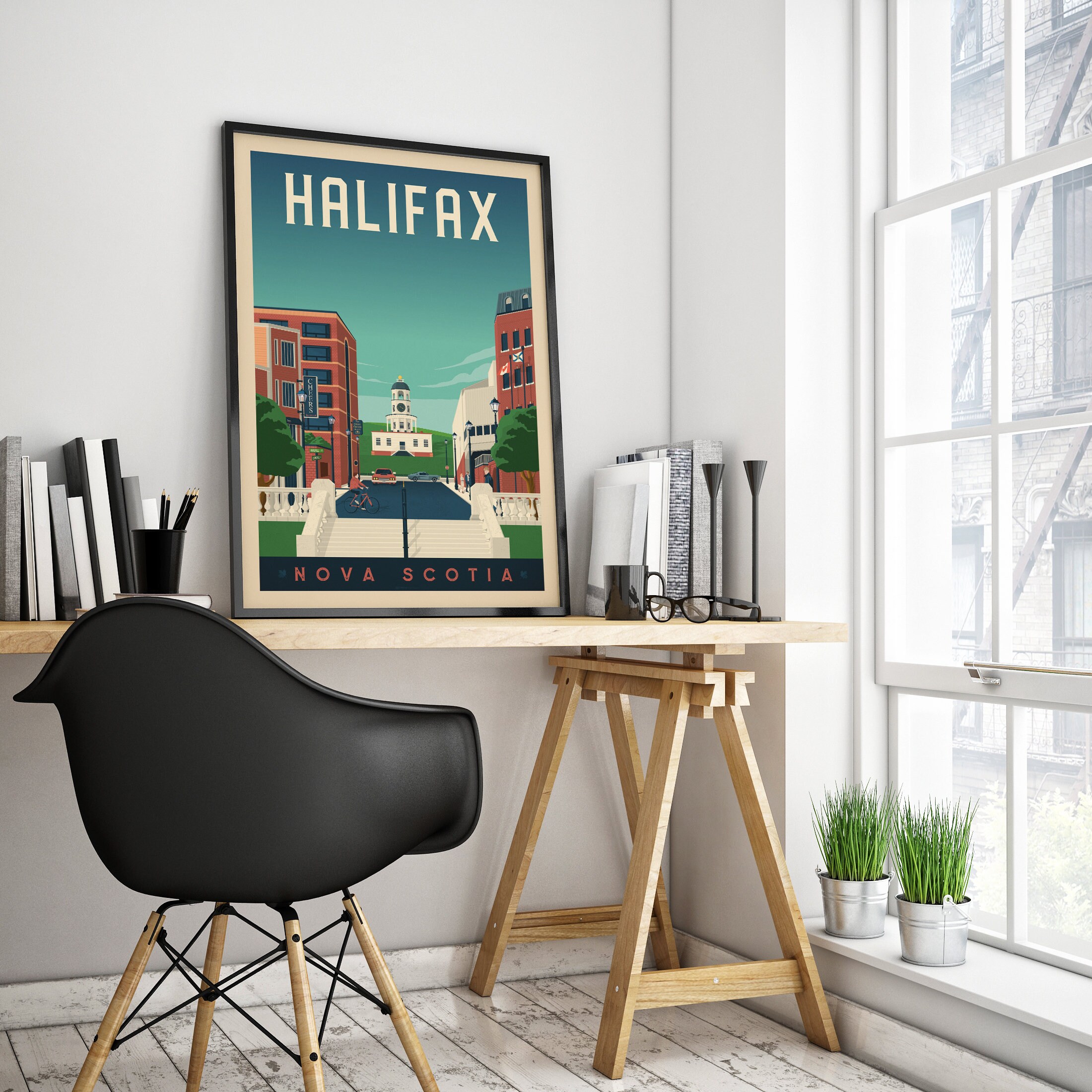 Halifax Canada Vintage Travel Poster Framed Wall Art Print