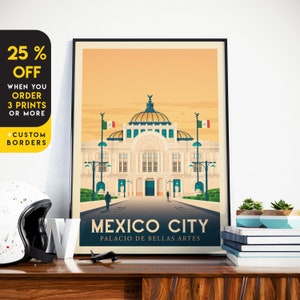 Mexico City Print, Mexico Print, America Travel gift, City Skyline Wall Art, Travel Gift, Travel Poster, Housewarming, Birthday Gift image 1