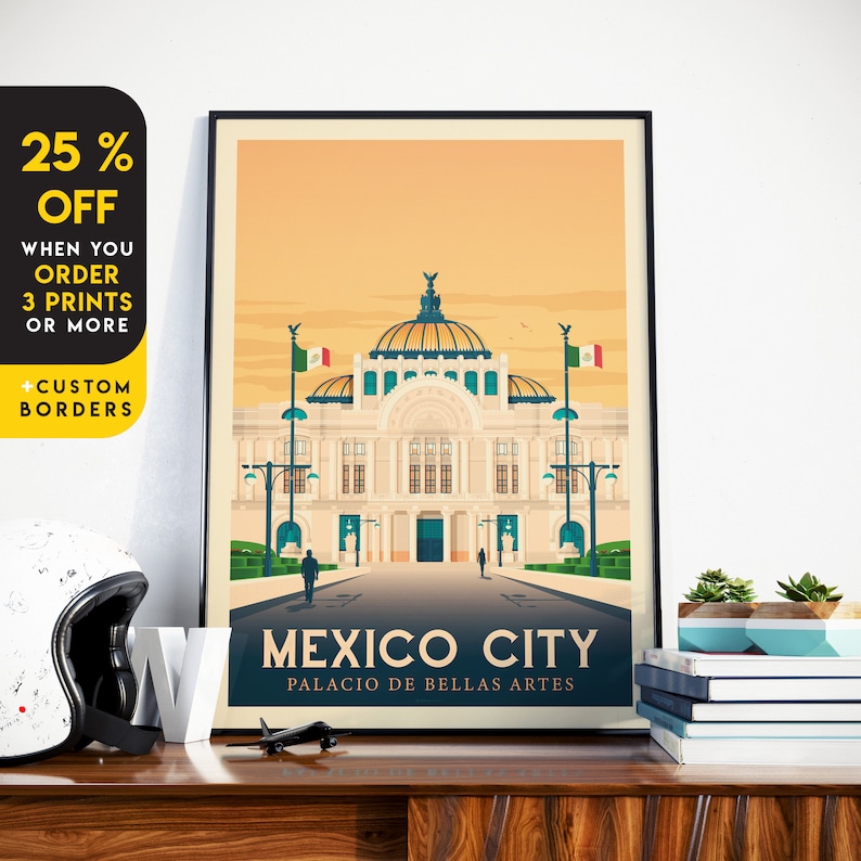 Mexico City Print, Mexico Print, America Travel gift, City Skyline Wall Art, Travel Gift, Travel Poster, Housewarming, Birthday Gift image 1