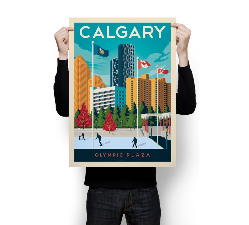 Calgary Print, Alberta Print, Olympic Plaza, City Skyline, Canada Print, Travel Gift, Travel Poster, USA Print, Housewarming, Birthday Gift image 5