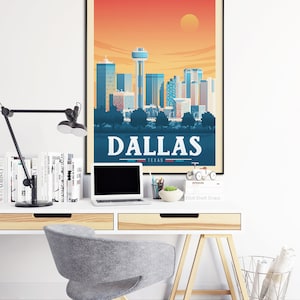 Dallas Print, Texas Print, Landscape, City Skyline, United States Print, Travel Gift, Travel Poster, USA Print, Housewarming, Birthday Gift image 3