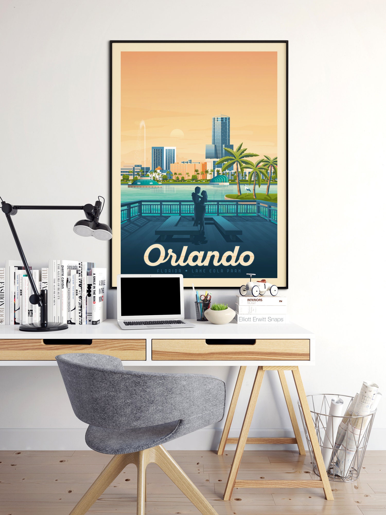 Orlando Florida Vintage Travel Poster Wall Art Print Minimalist