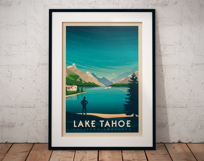 Lake Tahoe Print, Califorina Print, National Park, United States Print, Travel Gift, Travel Poster, USA Print, Housewarming, Birthday Gift image 6