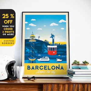 Barcelona Travel Print Wall Art Barcelona Montjuic Wall Hanging Home Decor Barcelona Gift Valencia Madrid Sevilla Malaga Bilbao Spain Art