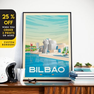 Bilbao Spain Print, Spain Print, Guggenheim Museum, City Skyline, Travel Gift, Wall Decor, Travel Poster, Housewarming, Birthday Gift