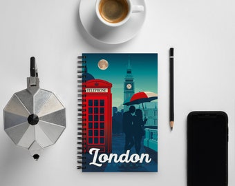 London United Kingdom Travel Journal Notebook, Spiral Notebook, Travelers notebook, bullet journal, notepad, stationary, Housewarming Gift
