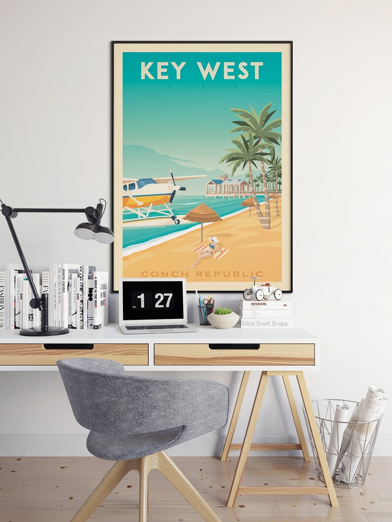 Key West Print, Florida Keys Print, Key Largo, United States Print, Travel Gift, Travel Poster, USA Print, Housewarming, Birthday Gift image 3