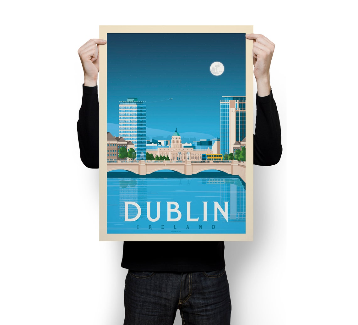 Dublin Print Ireland Vintage Poster Dublin Poster Etsy