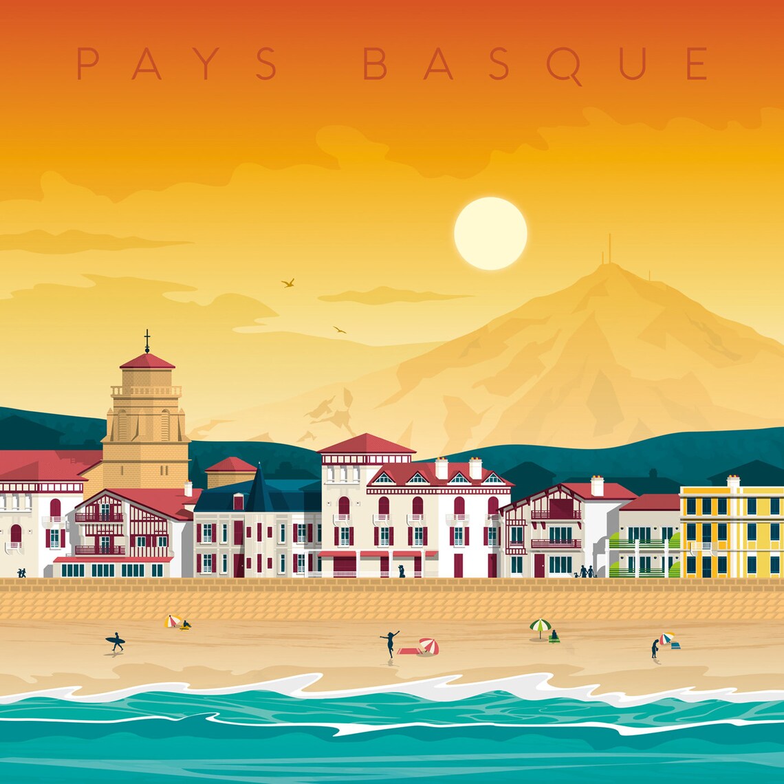 Saint Jean De Luz Poster St Jean De Luz Print Beach Skyline Etsy