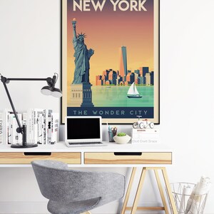 New York Art Print, NYC Poster, NYC Skyline, America Art Print, New York Poster, New York Gift, New York Decor, Travel Poster, Housewarming image 3