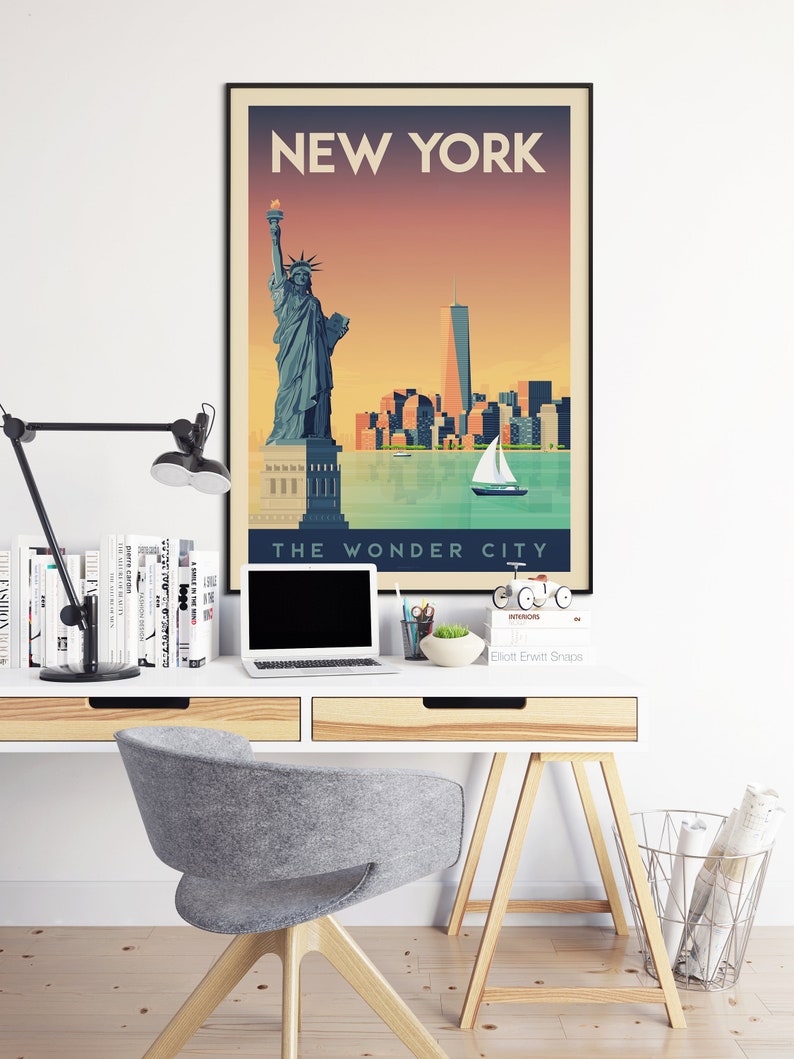 New York Art Print, NYC Poster, NYC Skyline, America Art Print, New York Poster, New York Gift, New York Decor, Travel Poster, Housewarming image 3