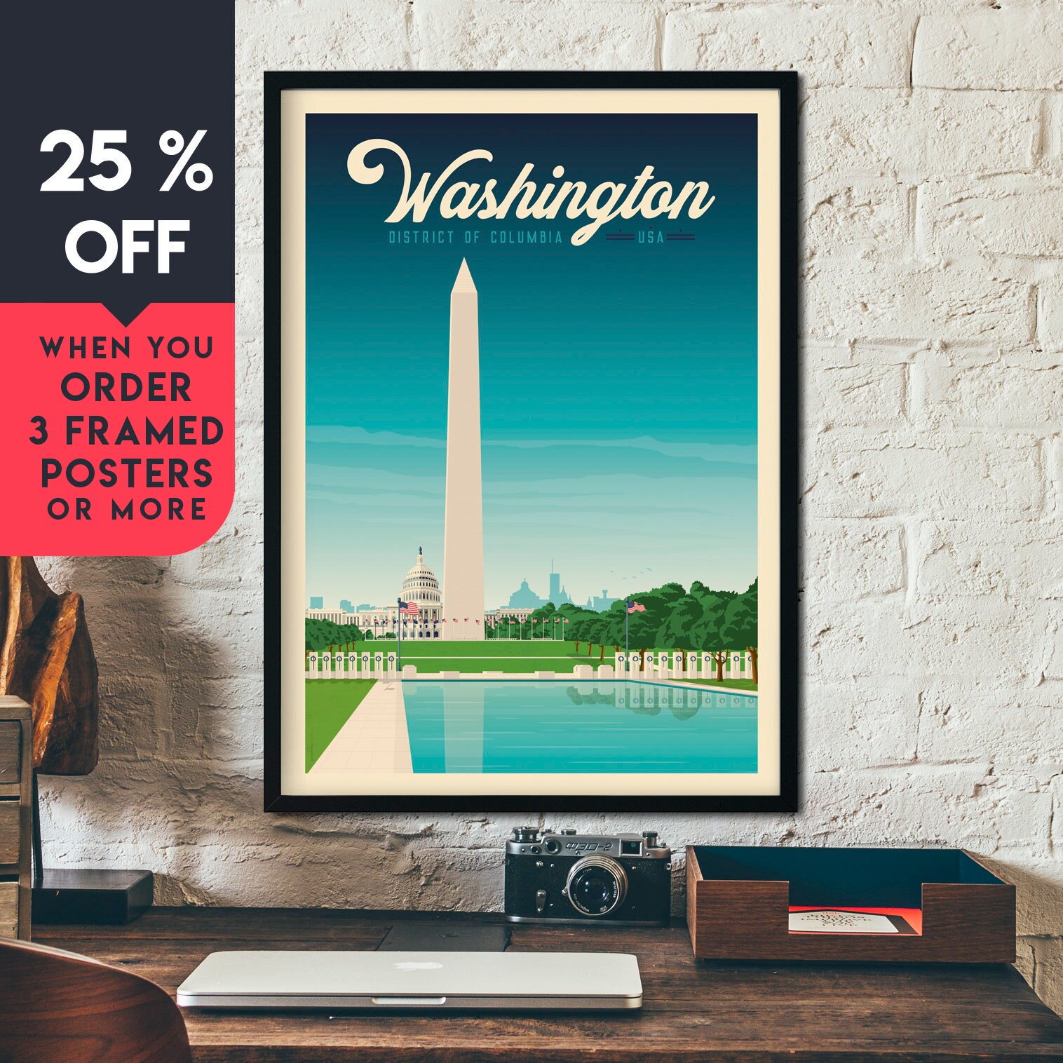 Washington Dc Print Washington Dc Vintage Travel Poster
