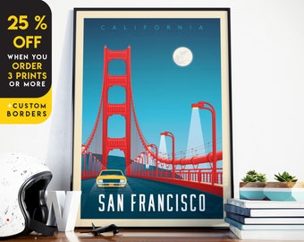 San Francisco California Print, Golden Gate Bridge, United States Print, Travel Gift, Travel Poster, USA Print, Housewarming, Birthday Gift