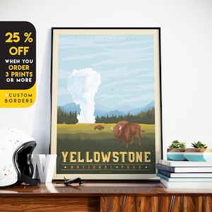 Yellowstone Print, Wyoming Print, National Park, United States Print, Travel Gift, Travel Poster, USA Print, Housewarming, Birthday Gift