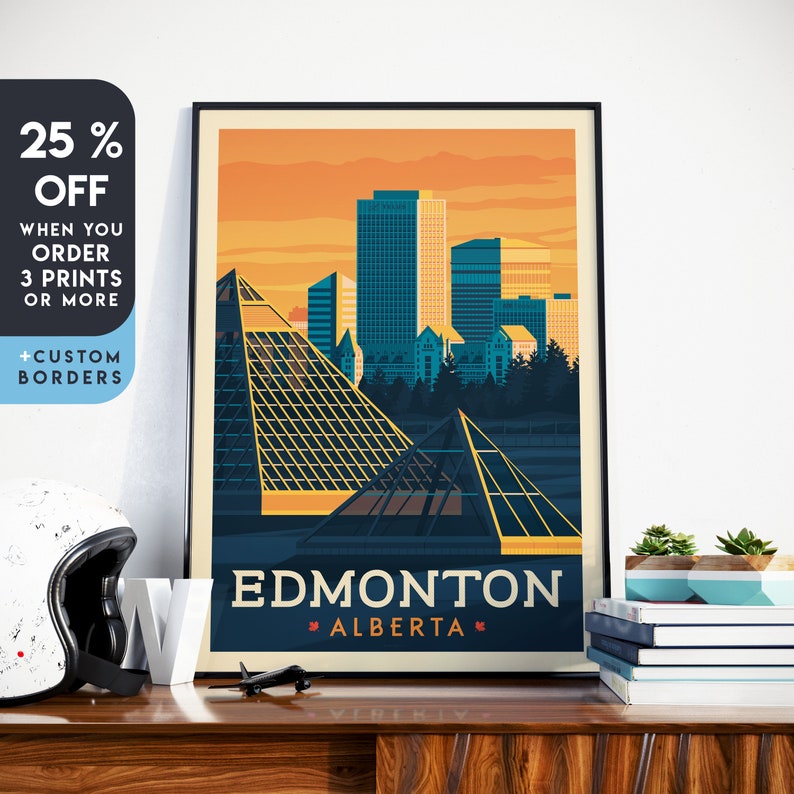 Edmonton Canada Alberta Art Print Sunset Wall Art Vintage Etsy