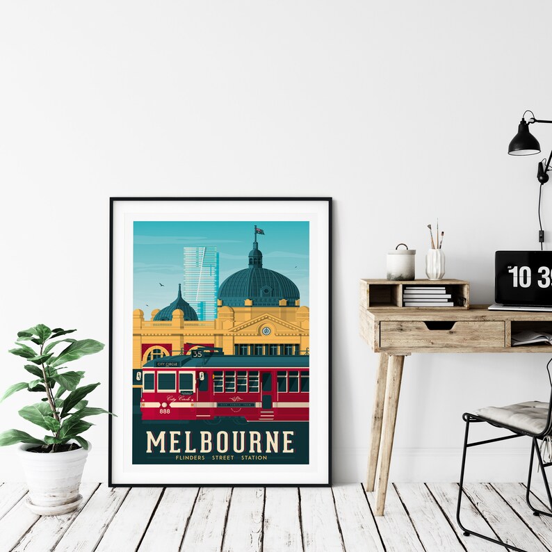 Melbourne Print Melbourne Vintage Travel Poster Australia Etsy