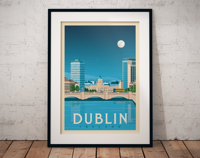 Dublin Print, Ireland Print, Ha'penny Bridge, City Skyline Print, Europe Travel Gift, Wall Decor, Travel Poster, Housewarming, Birthday Gift image 6