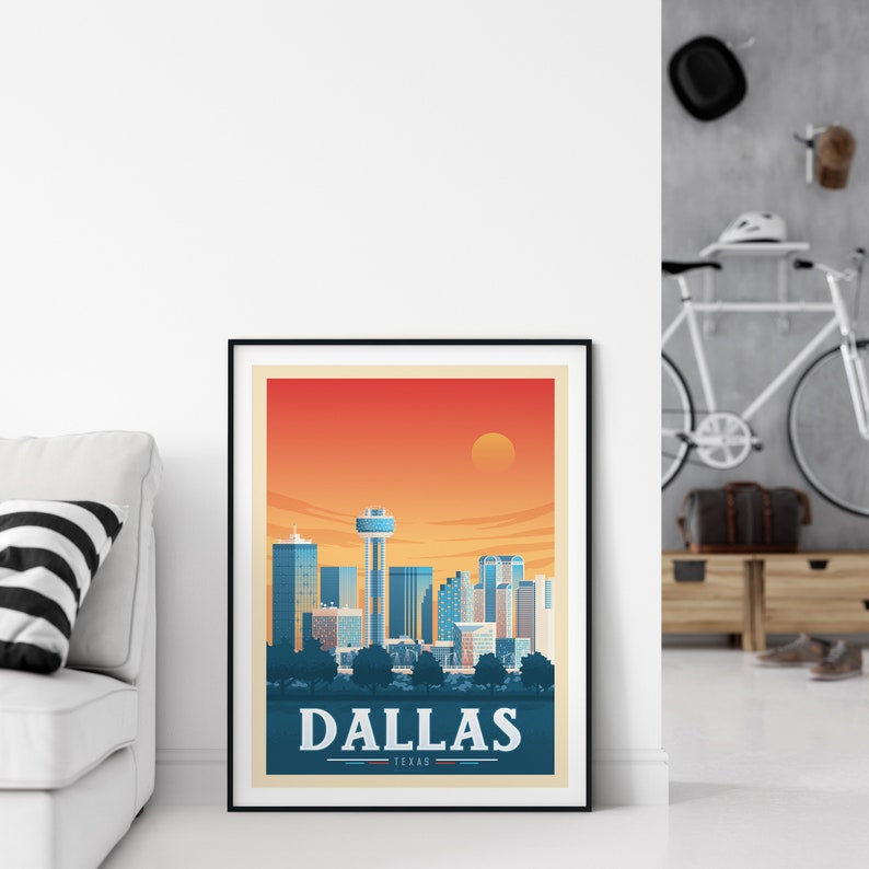 Dallas Print, Texas Print, Landscape, City Skyline, United States Print, Travel Gift, Travel Poster, USA Print, Housewarming, Birthday Gift image 7