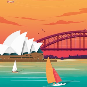 Sydney Australia Print, Opera House, City Skyline, Travel gift, Australia Wall Art, Travel Gift, Travel Poster, Housewarming, Birthday Gift image 4