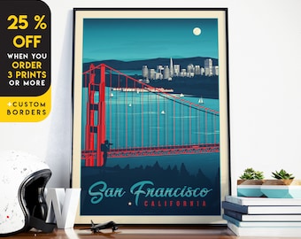 San Francisco California Print, Golden Gate Bridge, United States Print, Travel Gift, Travel Poster, USA Print, Housewarming, Birthday Gift