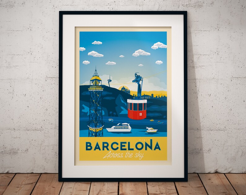 Barcelona Travel Print Wall Art Barcelona Montjuic Wall Hanging Home Decor Barcelona Gift Valencia Madrid Sevilla Malaga Bilbao Spain Art image 6