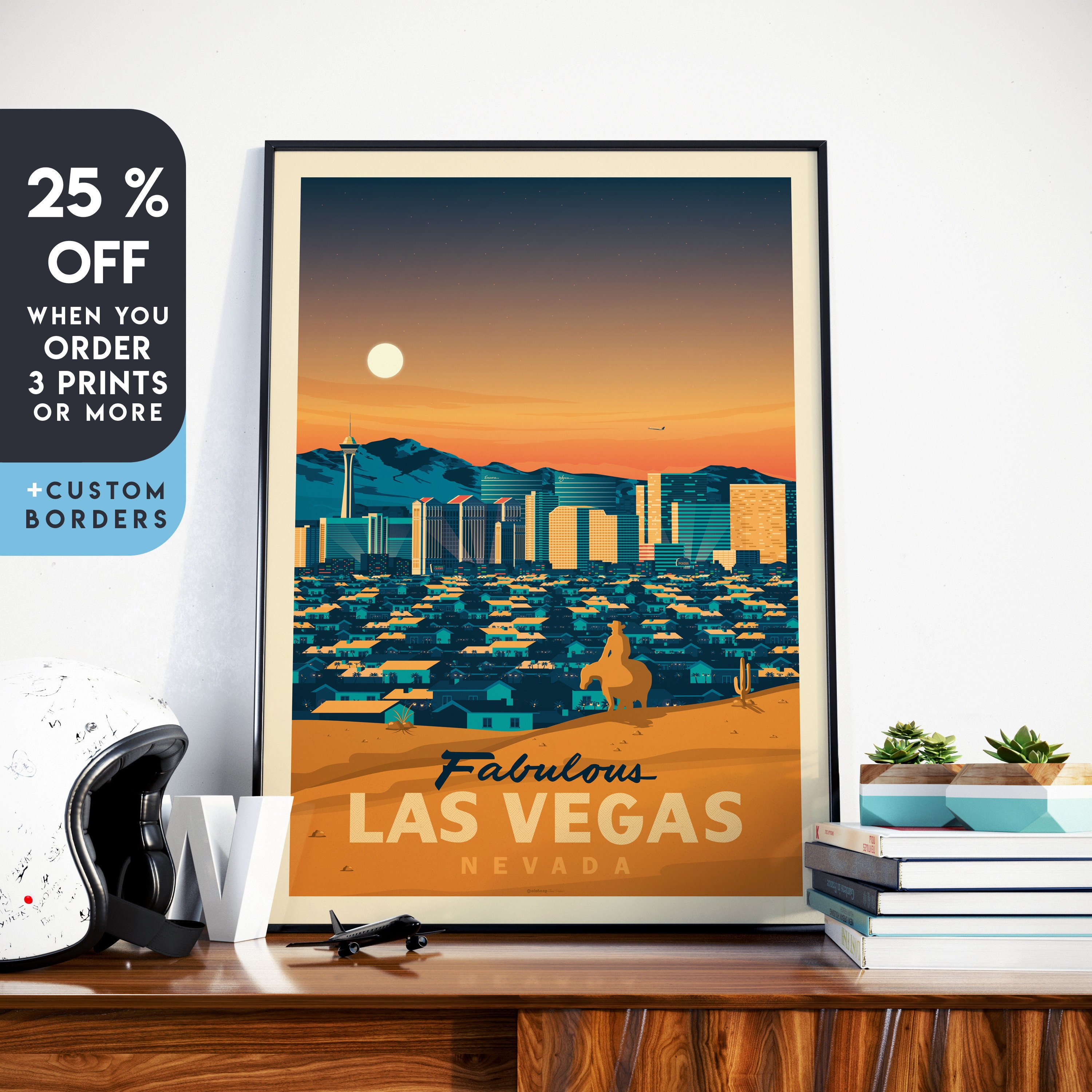 Las Vegas Nevada Art Print Desert Casino Wall Art Vintage | Etsy