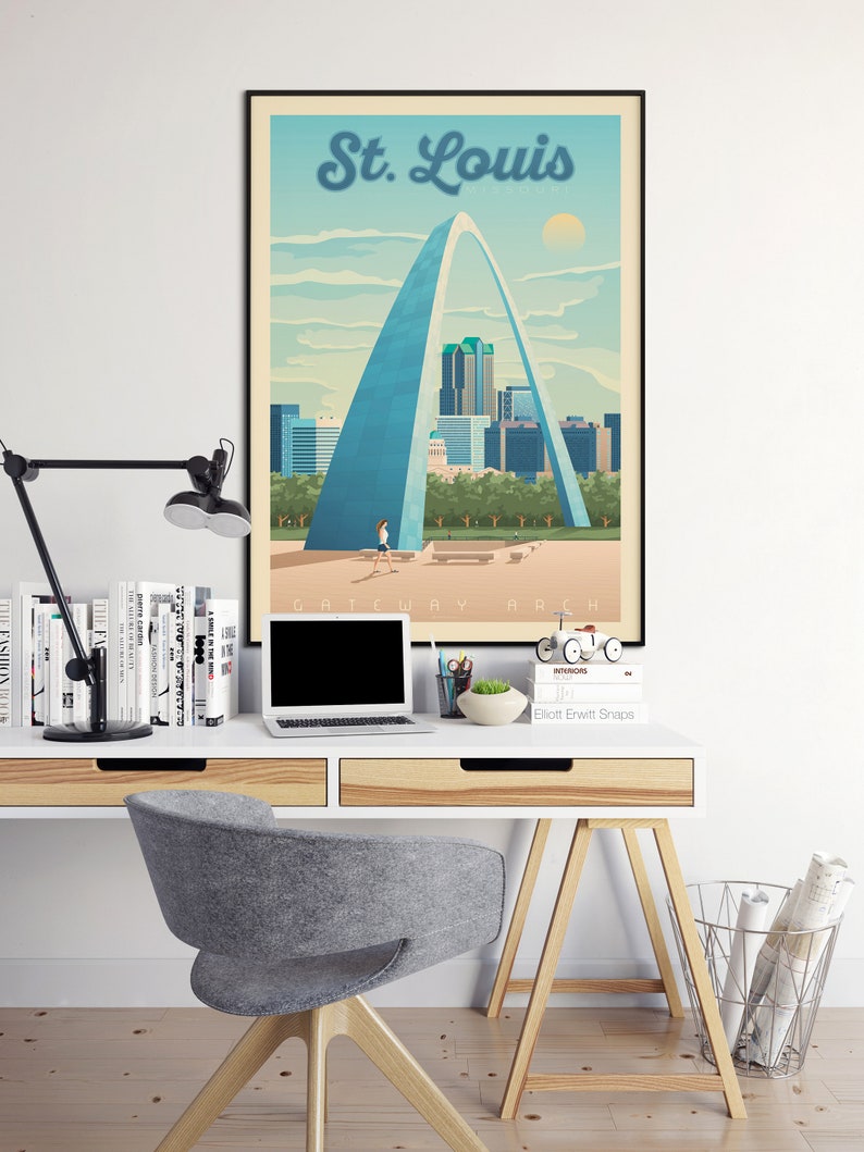 St Louis Print, Missouri Print, Gateway Arch, United States Print, Travel Gift, Travel Poster, USA Print, Housewarming, Birthday Gift image 3