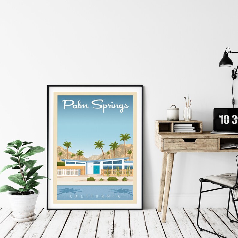 Palm Springs Print Palm Springs California Vintage Travel Etsy