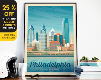 Philadelphia Print, Pennsylvania Print, Skyline, United States Print, Travel Gift, Travel Poster, USA Print, Housewarming, Birthday Gift