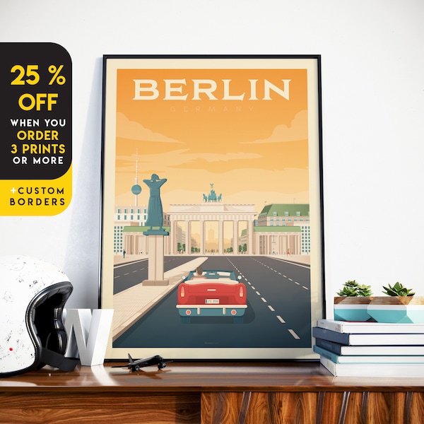 Berlin Germany Print, Brandenburg Gate, City Skyline, Europe Travel Gift, Wall Decor, Travel Poster, Housewarming, Birthday Gift