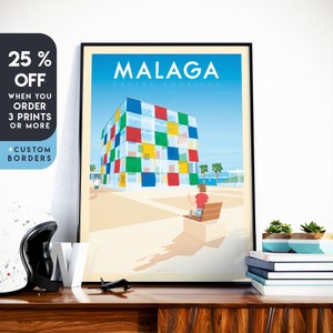 Malaga Travel Print, Andalusia Print, Travel Gift, Malaga Poster, Europe Print, Spain Art Print, Travel Art Print, Housewarming Gift image 1