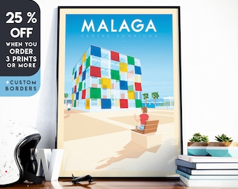 Malaga Travel Print, Andalusia Print, Travel Gift, Malaga Poster, Europe Print, Spain Art Print, Travel Art Print, Housewarming Gift